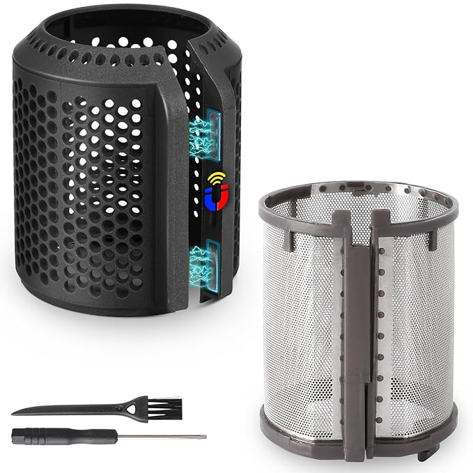 Magnetic Hair Dryer Filter Cover + Inner Filter Compatible with Dyson Supersonic HD01 HD03 HD08 HD07 HD15 Hair Dryer Replacement Parts, Hair Dryer Outer Filter Repair Accessories (Black)