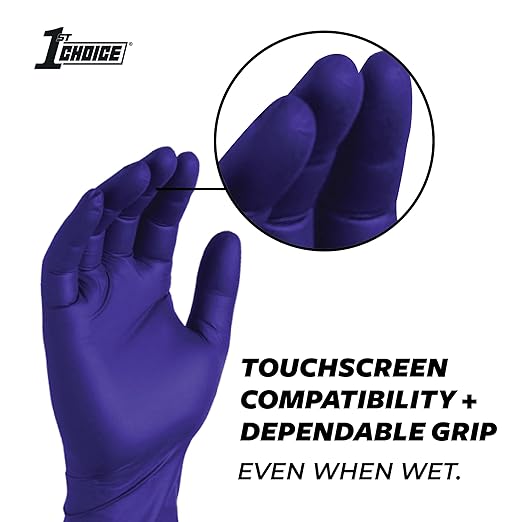 1st Choice 3 Mil Indigo Nitrile Exam Gloves Latex Free, Disposable Medical Grade, Food Prep, Tattoo, X-Large, Case of 1000