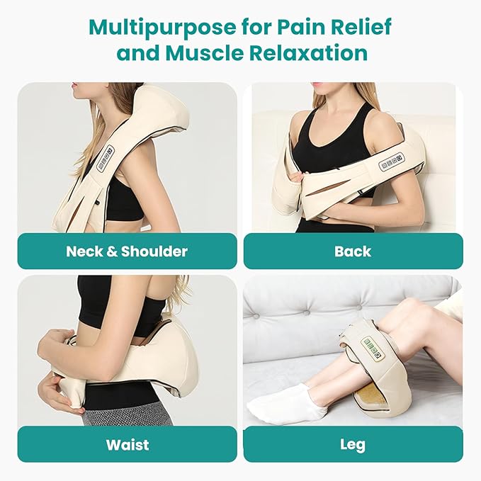 Nekteck Neck Massager for Pain Relief Deep Tissue, FSA Eligible Shiatsu Back Massager with Heating 3D Kneading Massage Pillow for Shoulder Leg Muscle, Office Home Car Use, HSA Eligible, Plug-in Use