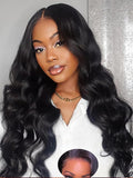 Julia Hair Body Wave Glueless Lace Front Wigs Human Hair 13x4 Pre Cut Lace Frontal Wig Pre Plucked with Bleached Knots Pre Everything Put on and Go 180% Density Ready Wear Wigs Natural Color 18 Inch