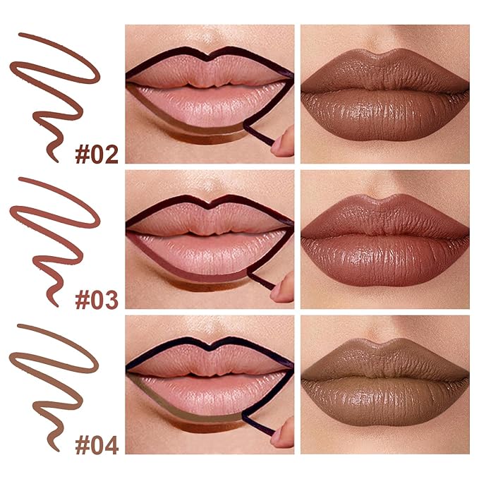 3 Colors Peel Off Lip Liner Stain with Tweezer, Long Lasting Waterproof Lip Tint Stains Makeup Set with Matte Finish for Women, Natural Look, Easy to Use, for All Skin Types (#234, M)