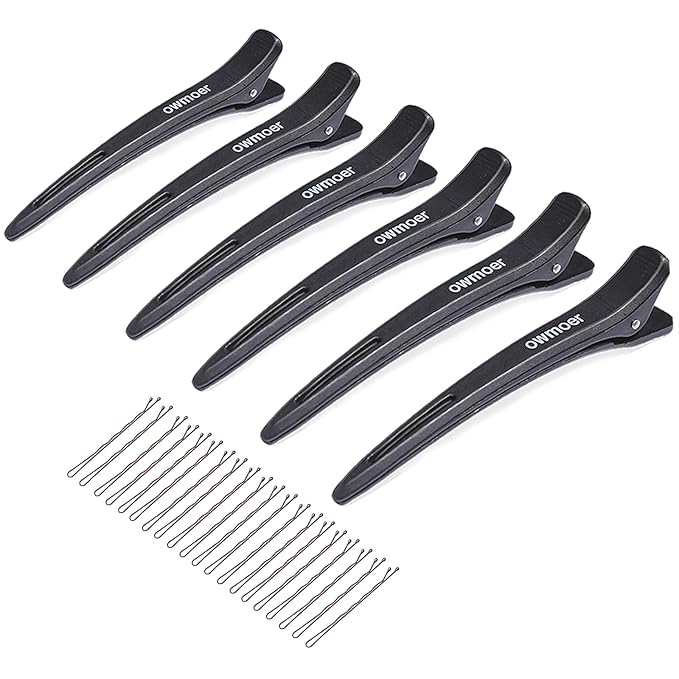 Professional Hair Clips For Styling,With Anti Slip Teeth Duck Billed Hair Clip,6pcs Upgraded Non deformable professional hair clips For Salons Men And Women Long Hair,Black 4.7Inch Long
