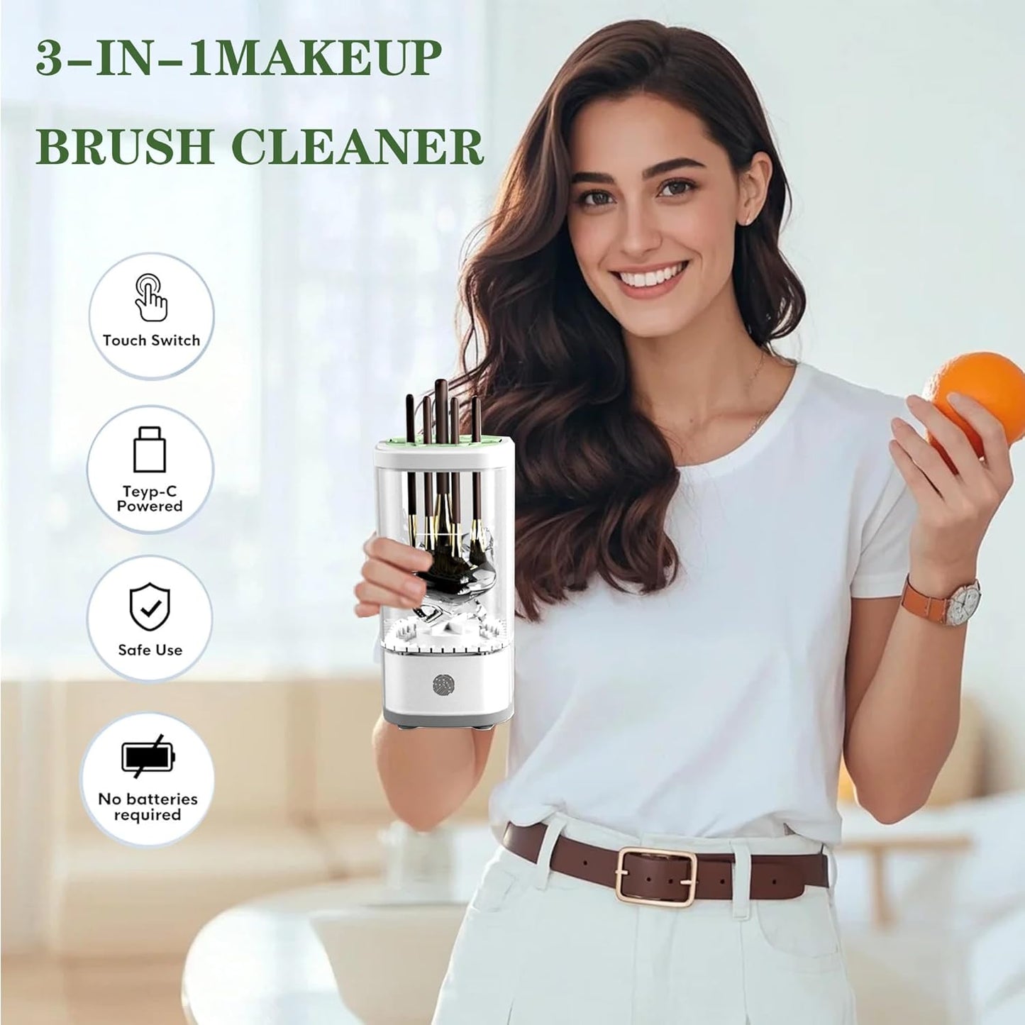3 IN 1 Automatic Makeup Brush Cleaner-9000 RPM Makeup Brush Cleaner Machine and Dryer Portable Automatic USB Cosmetic Brushes Cleaner Tool for All Size Beauty Makeup Brush Travel Set