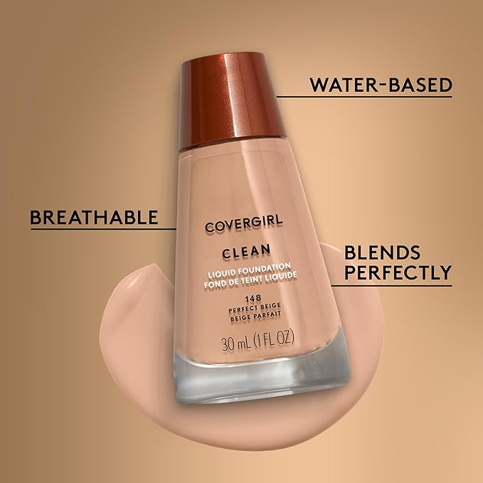 COVERGIRL Clean Liquid Foundation, Deep Golden 170, Pack of 1