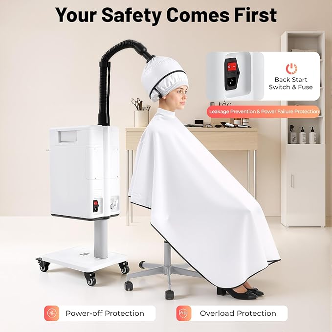 Nano Ionic Hair Steamer Machine - 500W Professional Hair Steamer with 6 Modes for Deep Conditioning, Scalp Care, Perm & Color Treatment - Adjustable Temp & Timer for Salon & Home Use