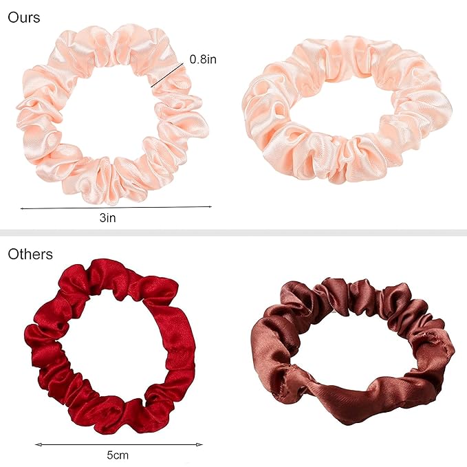Satin Silk Hair Ties Small Mini Scrunchy for Women Cute Ponytail Holders Mini Bulk Scrunchies Elastic Hair Bands for Thick Curly Hair Pony Tails Hair Ties (12 Pcs)