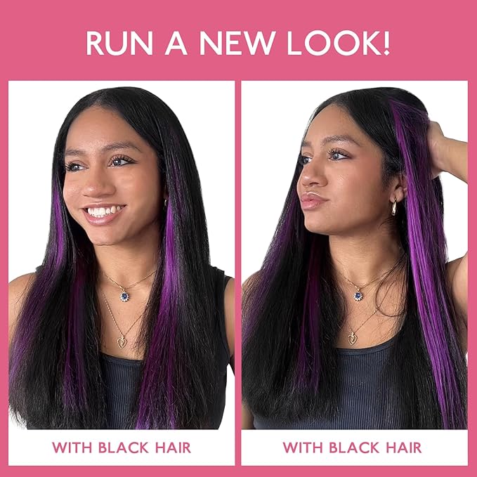 WENNALIFE Purple Clip in Hair Extensions Real Human Hair 35g 6pcs 22 Inch Colored Hair Extensions for Kids Women Colorful Hair Pieces Pop-up Style Straight Extensiones De Cabello Humano Con Clip