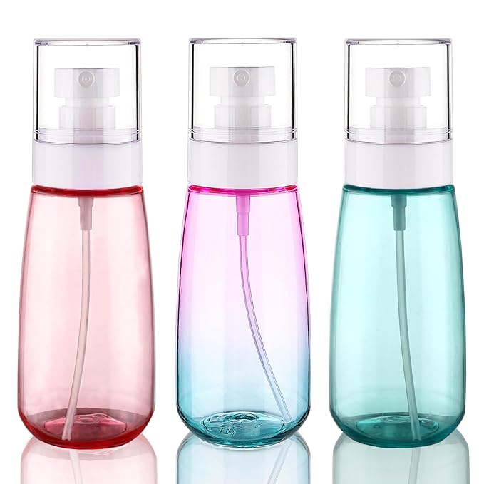 Cosywell Travel Spray Bottle TSA Approved 3.4oz 100ml 3 Pack Leak Proof Fine Mist Spray Bottles Empty Plastic Refillable Spray Bottle for Perfume Essential Oils Toners Rose Water Cosmetics (3color)