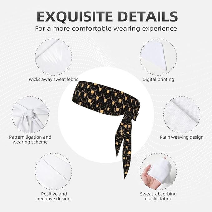 Boys Girls Dark Gothic Sun Moon Hunting Camo Deer Skulls Sports Sweat Band Multi Style Lovely Head Ribbon Headdress for Sports Athletic Spa