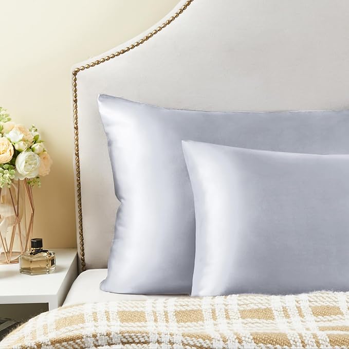 BEDELITE Satin Pillowcase for Hair and Skin, Super Soft Similar to Silk Pillow Cases 4 Pack with Envelope Closure, Cooling Pillowcases for Women Men (20"x26" Standard Size, Evening Haze)