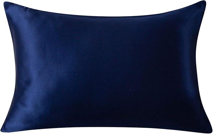 SLPBABY 100% Natural Pure Silk Pillowcase for Hair and Skin, Both Side 19 Momme Silk, Luxury Smooth Satin Pillowcase Cover with Hidden Zipper (King, Navy Blue)