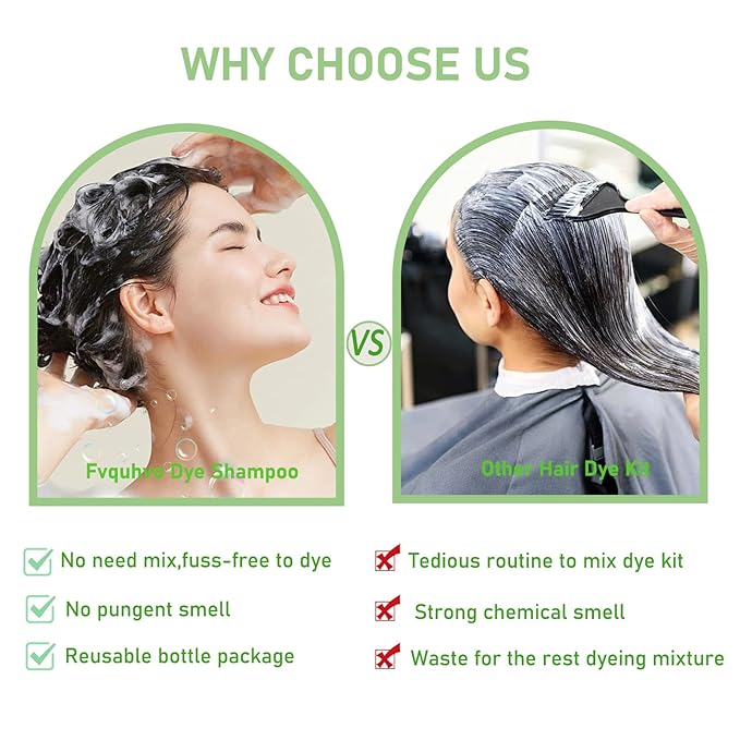 Fvquhvo Instant Hair Color Shampoo, Blonde Brown for Women Men, Long Lasting Brown Hair Dye Colors in Minutes, Easy to Use
