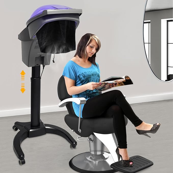 Hair Steamer Professional Hair Salon Steamer with 12 Color Light & Ozone,40-70℃/104-158℉,Hair Steamer with Temperature and Time Adjustment (Wihite 700W1)