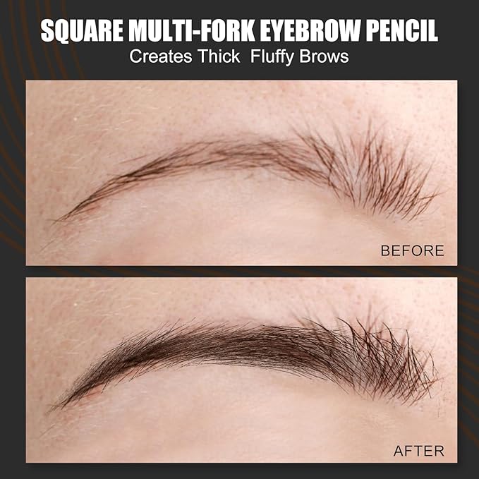 Microblading Eyebrow Pen - Waterproof Liquid Eyebrow Pencil with Angled Eyebrow Brush, Shapes & Fills Hair-Like Looking Brows, Lasts All-Day,Eye brow Pencil for Women and Girls Makeup,Brown