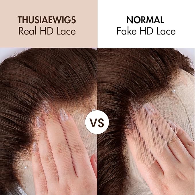 250 Density 13x6 SKINLIKE Real HD Lace Wigs 15A Chocolate Brown Lace Frontal wigs Human Hair Invisible 0.1mm Ultra-thin Frayed Ends Full Cuticle Aligned Virgin Hair Tiny Knots(24 Inch,Chocolate Wig)