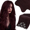 Moresoo Burgundy Clip in Hair Extensions Red Human Hair Clip in Extensions 20 inch Dark Red Remy 150g/7pcs 20 inch