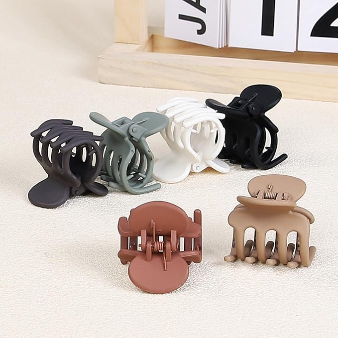 6 Pcs Hair Clips Small Claw Clips for Thin Hair Medium Matte Non-slip Hair Accessories for Women and Girls (Brown)
