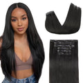 Lashey Seamless Clip in Hair Extensions Human Hair 120g 7pcs Straight Thick Remy Human Clip in Hair Extensions with Full End 20 Inch Natural Black