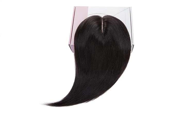 Rich Choices Hair Toppers for Women Real Human Hair 100% Human Remy Toppers NO Bangs for Women with Thinning on Top Clip in Hairpiece 4"x4.7"Lace Base 18 Inch #1B Natural Black