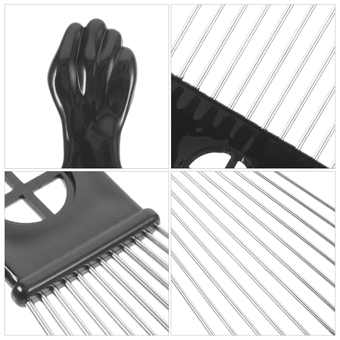 TIDTALEO 3Pcs Stainless Steel Metal Hair Pick Comb Wide Tooth Afro Comb for Men Hair Styling and Detangling Tool