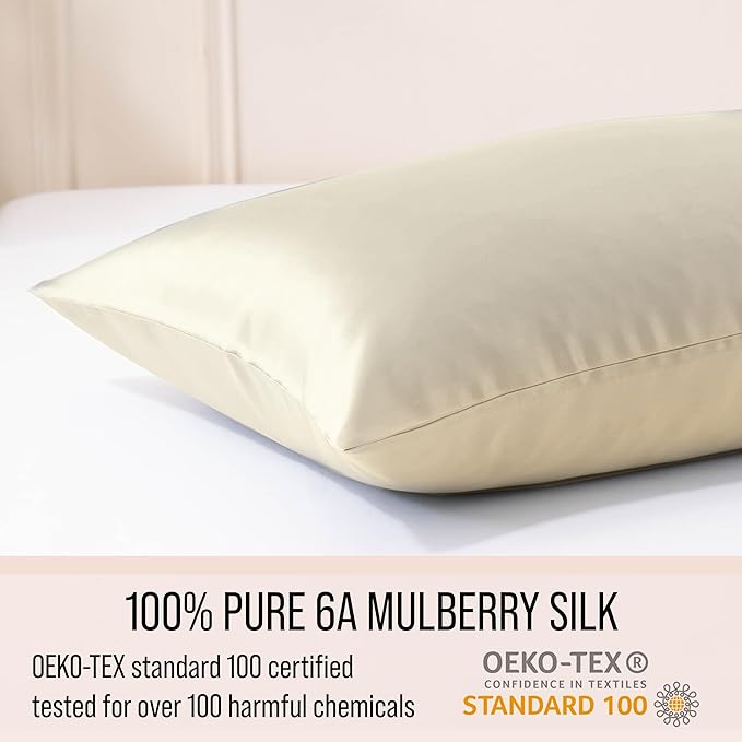Bella Coterie Luxury Silk Pillowcase for Hair and Skin | 30 Momme | 100% Pure 6A Mulberry Silk | Super Soft | Perfectly Plush [King, Lemonade]