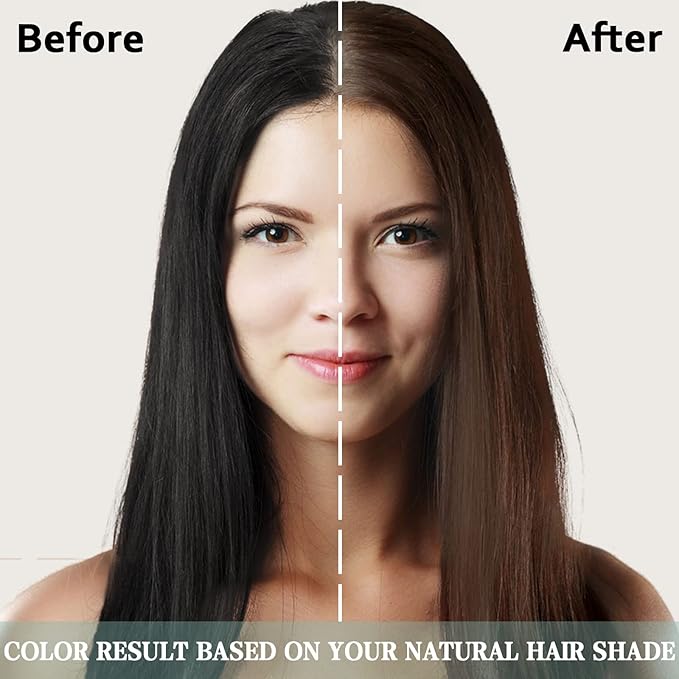 Fvquhvo Natural Instant 3 in 1 Hair Color Dye Shampoo for Gray Hair - Men & Women, Long Lasting Dark Brown