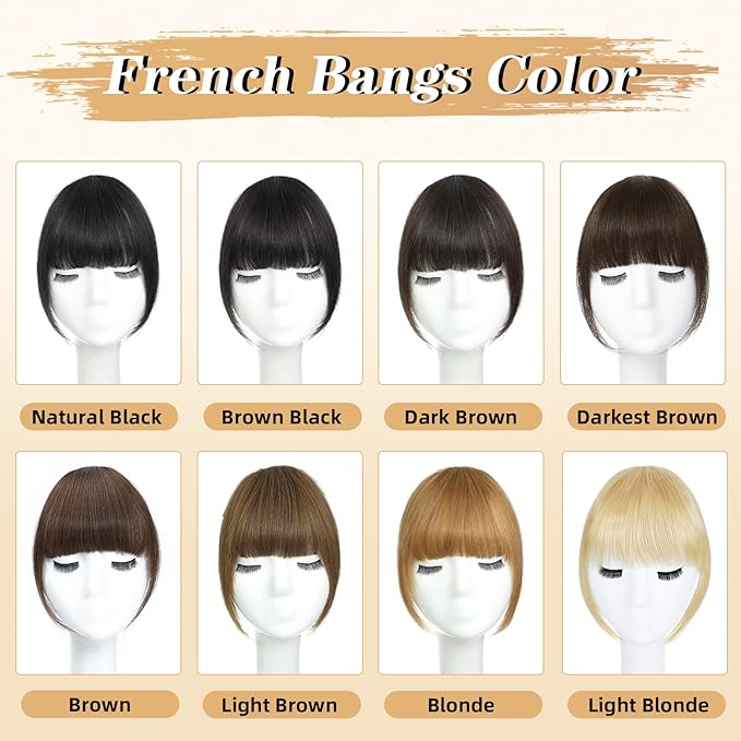 NAYOO Clip In Bangs Real Human Hair, Darkest Drown Wispy Bangs Fringe with Temples Hairpieces for Women Natural Curved Hair Extensions for Daily Wear