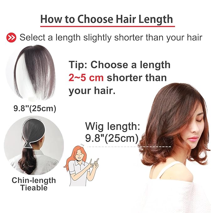 Real Human Hair Topper Double-Monofilament Top Hand-Tied Hair Pieces Mid Length for WomenThinning BHADS710 (3 Natural Brown × Hair Length:9.8"(25cm), Base Size:2.8"×3.9"(7cm×10cm))