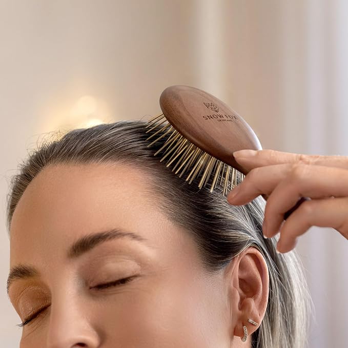 Gua Sha Hair & Scalp Brush: Infrared Walnut Edition