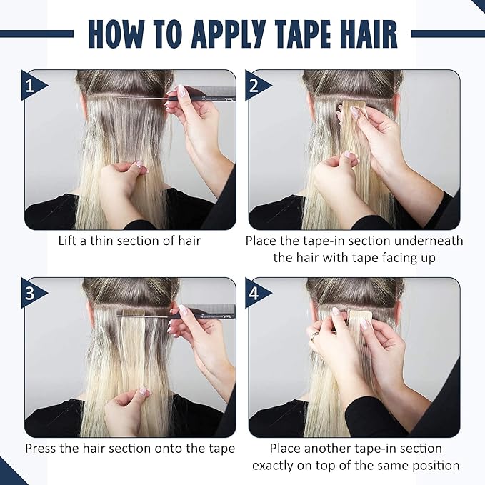 Full Shine Hair Extensions Tape in 22 Inch Color 1000 White Blonde Thick Tape in Extensions Double Sided Skin Weft Remy Human Hair Silky Straight 20 Pcs Invisible Add Length for Women 50Gram