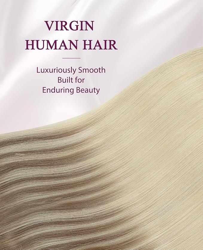 Pinkpearl Invisible Tape in Hair Extensions Human Hair, 20pcs 18inch 50g #8T60 Balayage Ash Brown to Platinum Blonde Injection Tape in Extensions Real Remy Seamless Human Hair Injected