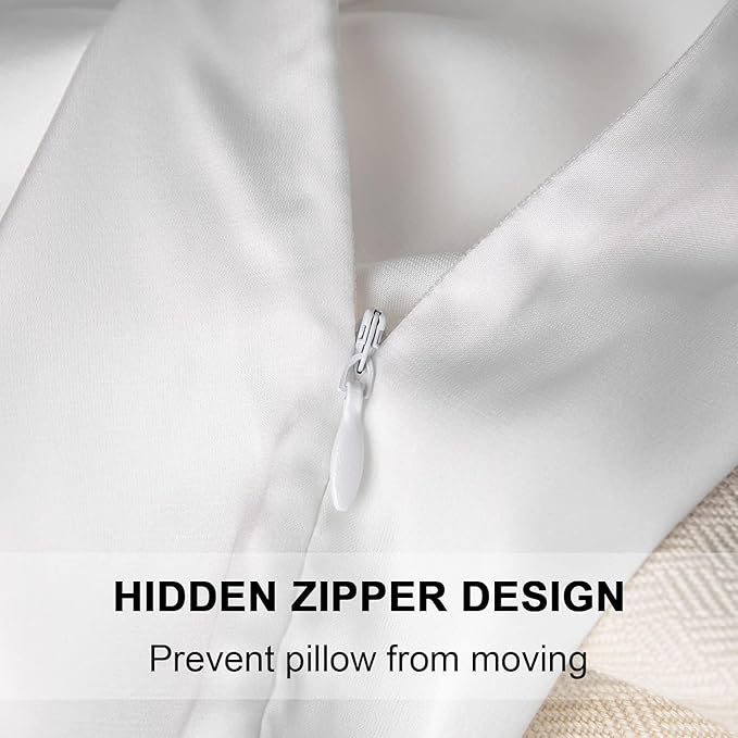 Mulberry Silk Pillowcase for Hair and Skin,Cooling Silk Pillow Case with Hidden Zipper,Allergen Proof Dual Sides Soft Breathable Smooth Silk Pillow Cover for Women (White, Body)