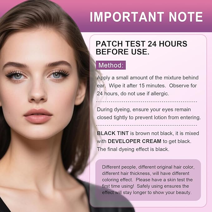 Eyelash & Eyebrow Color Kit, Professional Instant Lash & Brow Color Kit, Easy to Use with Natural Results, DIY Hair Coloring Eye Brow & Eye Lash Set for Beginner Salon Beauty 7ml (Black)