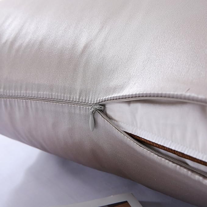 SLPBABY Silk Pillowcase for Hair and Skin with Hidden Zipper Print (King, Silver)