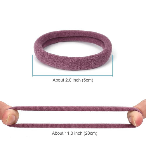 50PCS Large Hair Ties, Thick Cotton Seamless Hair Ties, Hair Elastic Ponytail Holders, No Damage for Thick Heavy Hair, 2 Inch in Diameter, 5 Colors