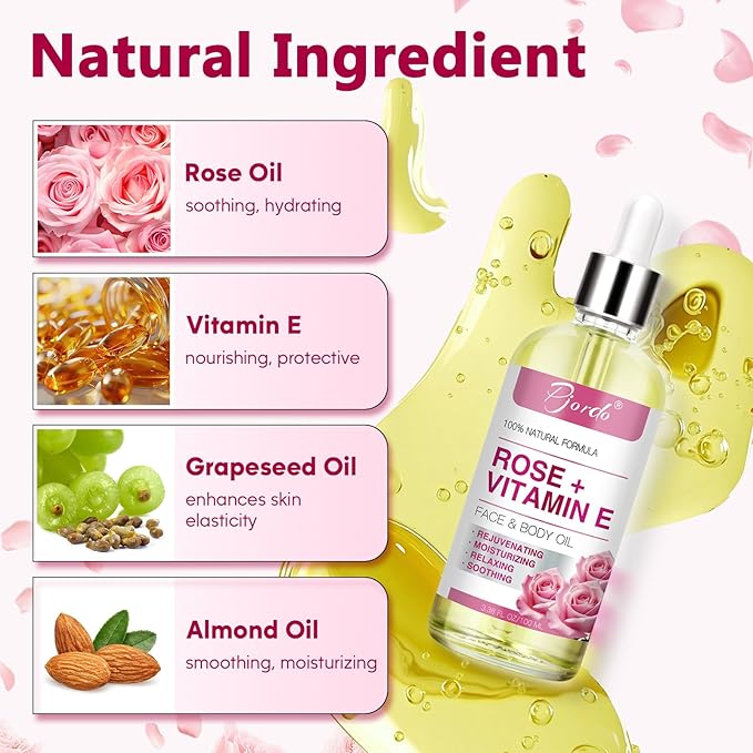 Ice Roller for Face & Eye, Vitamin E Rose Oil & Gua Sha Set, Gua Sha Oil for Face & Body, Reduces Puffiness Relieves Migraines Skin Care Tools, Facial Massager Tool & Self Care Gifts for Women