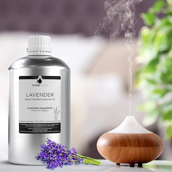 VINEVIDA Lavender Essential Oil - Gallon Lavender Oil Undiluted - Bulk Gallon Essential Oil for Soap Making & DIY Candle Scents - 8 lbs