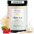 Winged Wellness Glow Up, Collagen Powder for Women - Hair, Skin & Nails Beauty Supplement with Grass-Fed Hydrolyzed Collagen Peptides Adaptogens, Vitamin C & Biotin - 25 Servings, Unflavored