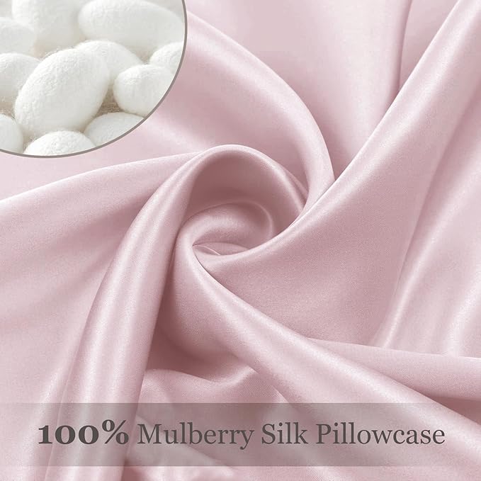 Adubor 100% Silk Pillowcase - Mulberry Silk Pillow Cases, 23 Momme 6A Grade Fibers, Silk Pillow Case for Hair and Skin Health, with Hidden Zipper (Standard 20''×26'', Pink, 1PC)