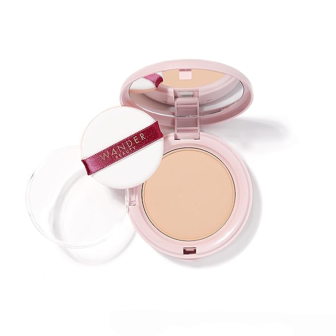 Wander Beauty Wanderlust Powder Foundation - Fair Light - Blurs & Evens Skin Tone - Perfects & Hydrates With Hyaluronic Acid, Aloe, Honeysuckle, & Vitamin E - Lightweight, Buildable Coverage - 0.31 oz