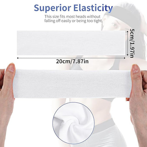 3Pcs Non Slip Headbands Soft Elastic White Head Band for Women Men Stretchy Sweat Wide Headband for Yoga Workout Sports Trendy Hair Accessories