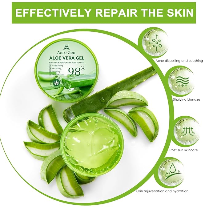 3-Pack Pure Aloe Vera Gel for Face & Body, 98% Pure Aloe Vera Gel for Skin, Scalp, & Hair, Soothing Aloe Face Moisturizer, Multipurpose Skin Care（30oz）