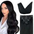Straight Clip In Hair Extensions Real Human Hair 8Pcs Clip In Jet Black Human Hair Extensions with 18Clips Lace Weft 120g 22inch