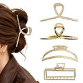 4 Pcs Large Metal Hair Claw Clips for Women, Non-slip Claw Clips with Strong Hold Jaw, Fashion Accessories for Thin Thick Long Curly Hair (Gold1)