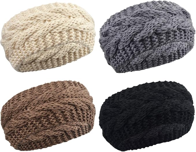 DRESHOW Knit Crochet Headband for Women Ear Warmer Soft Turban Stretch Warmer Headbands Winter Fashion Head Wrap