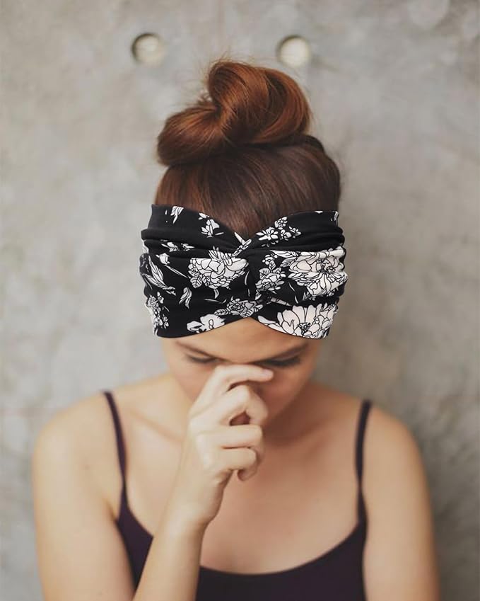 Extra Wide Headbands for Women Large Turban Headband Non Slip Boho Elastic Hairband Hair Twisted Knot Head Bands Accessories