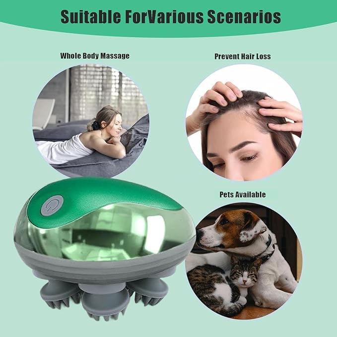 Electric Scalp Massager, Head Massage Scalp with 4 Removable Massage Claws, Rechargeable,Promotes Hair Growth, Relieves Stress, Waterproof, Portable Handheld Head Massager,Gift