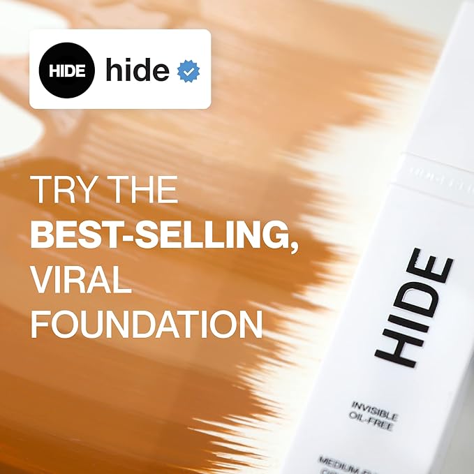 HIDE PREMIUM Liquid Foundation, Multi-Use Waterproof Foundation, Medium/Full Coverage Foundation, Shades for All Skin Types (See Shade Finder), Linen, 1 fl oz