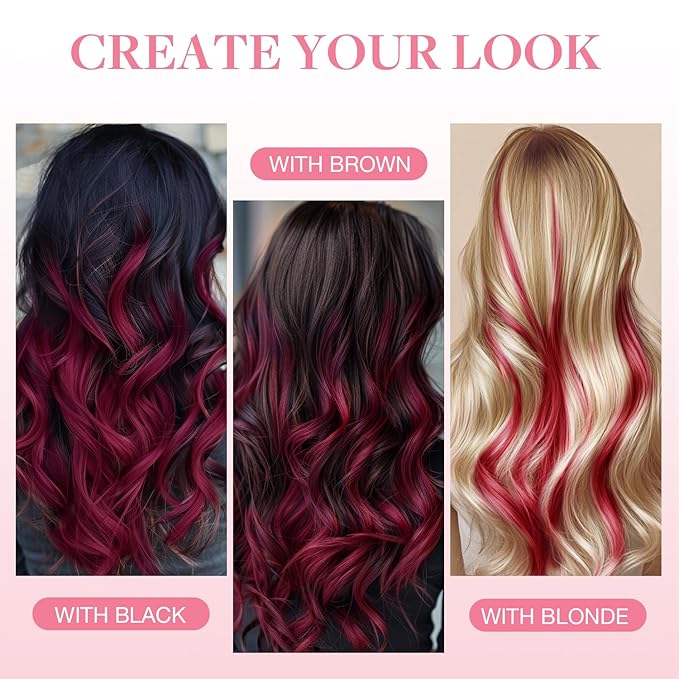 GOO GOO Tape in Hair Extensions Human Hair, Burgundy Red, 12inch 20g 10pcs, Colored Tape ins Human Hair Extensions, Silky&Soft Invisible Tape Ins, Hair Highlighted for Party