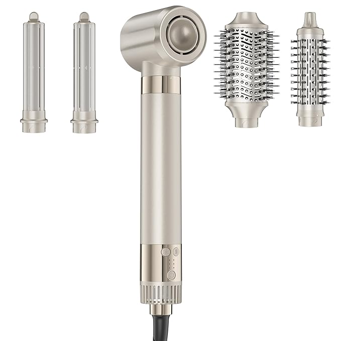 5-in-1 Hot Air Styler Kit – 110,000 RPM Fast-Drying Dryer, Auto-Wrap Curlers, Straightening & Volumizing Brushes All-in-One